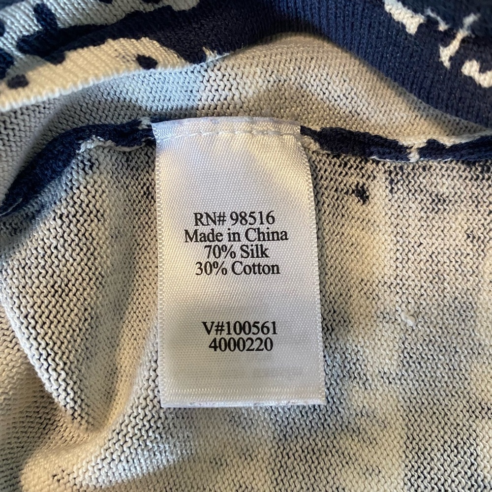 Coldwater Creek Blue and Cream Sweater Knit Tank Top Women's Size L Silk/Cotton - Picture 6 of 7
